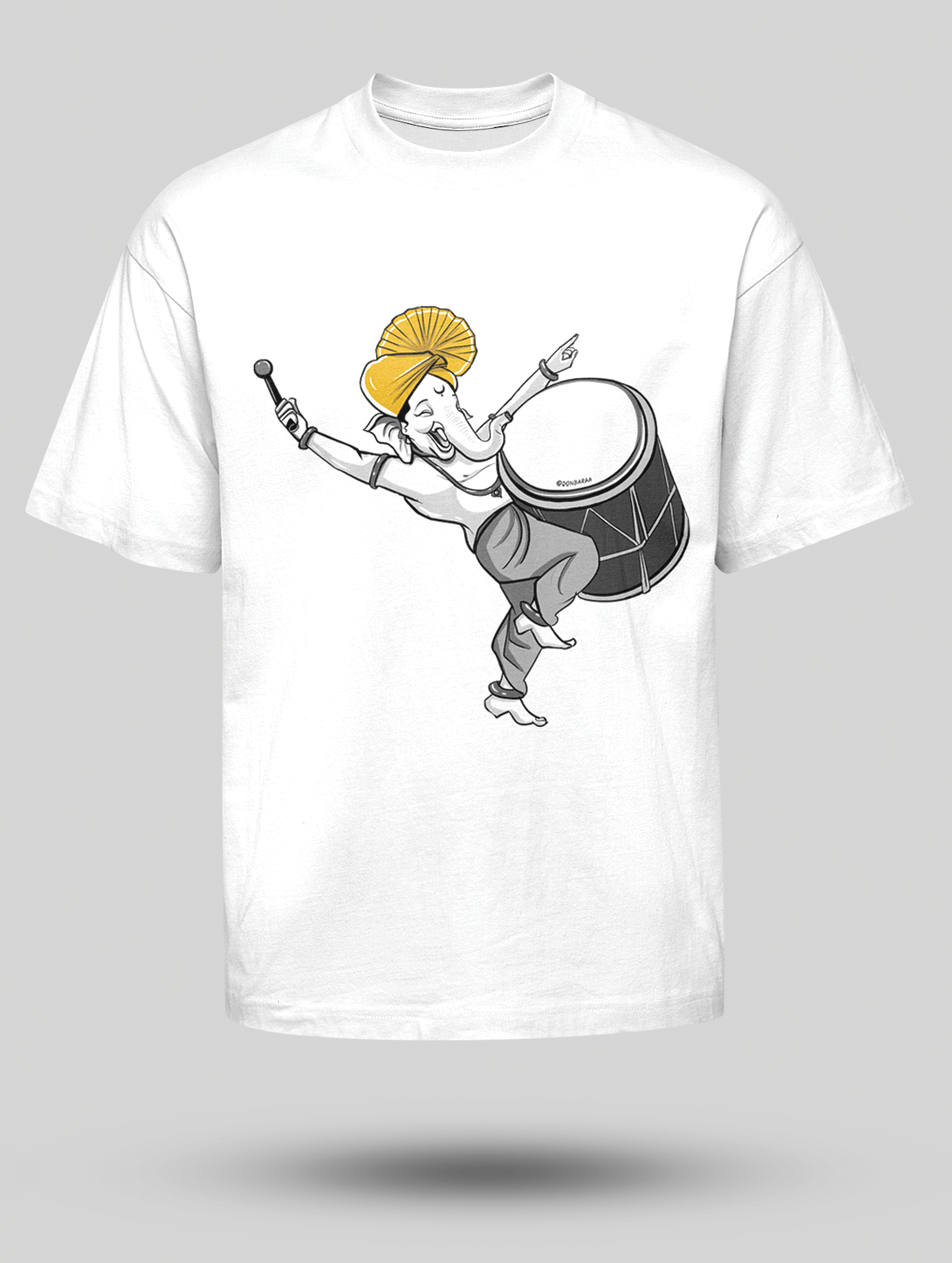 Energetic Lord Ganesha with Dhol Oversized T-shirt